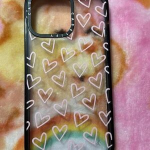 Wildflowers Clear Phone Case with Light Pink Heart Print